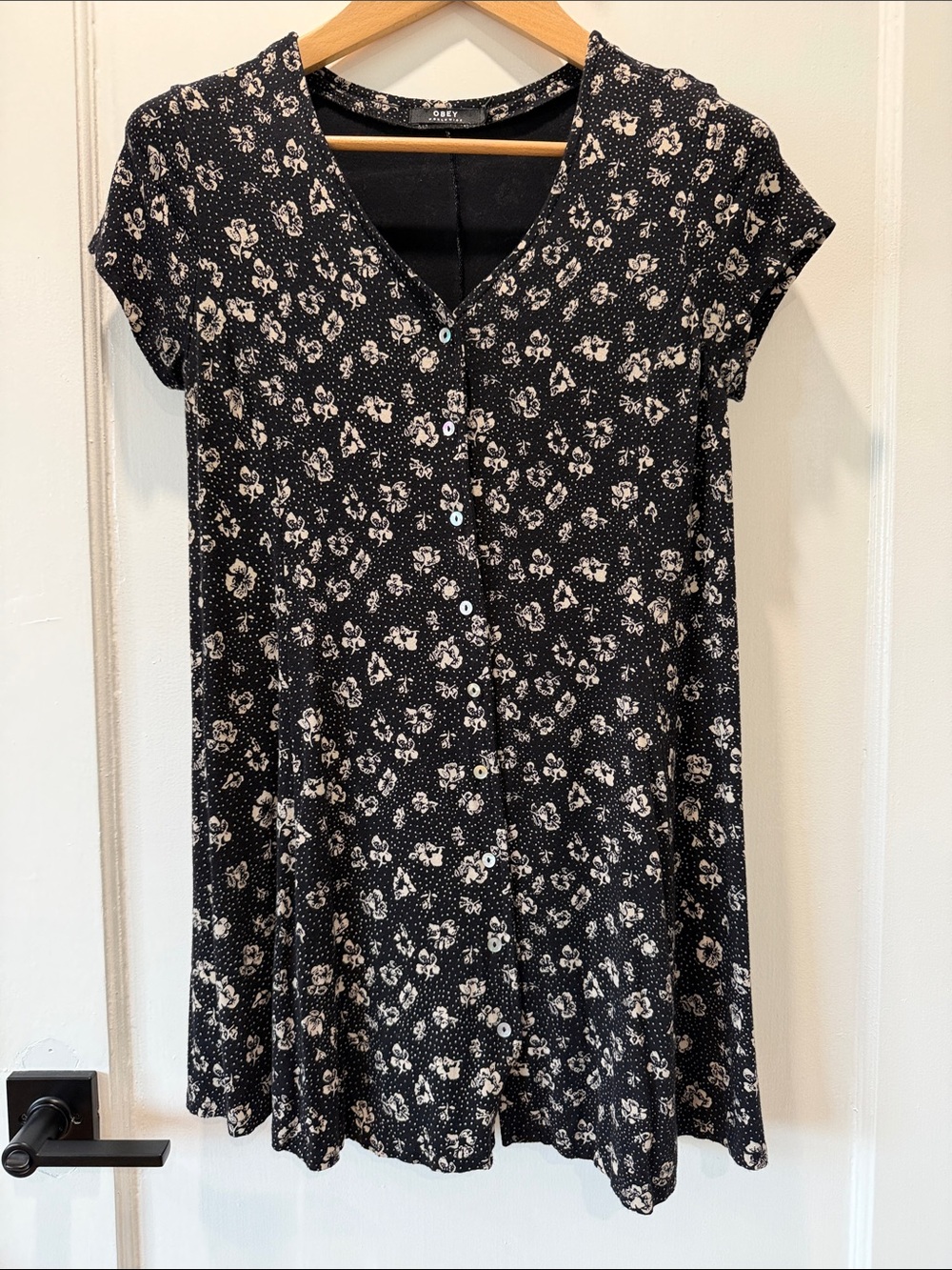 Obey Black Floral Mini Dress